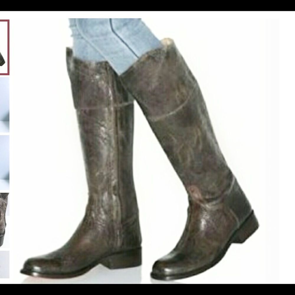 Rare Steven By Steve Madden Reins distressed brown leather riding boots 8